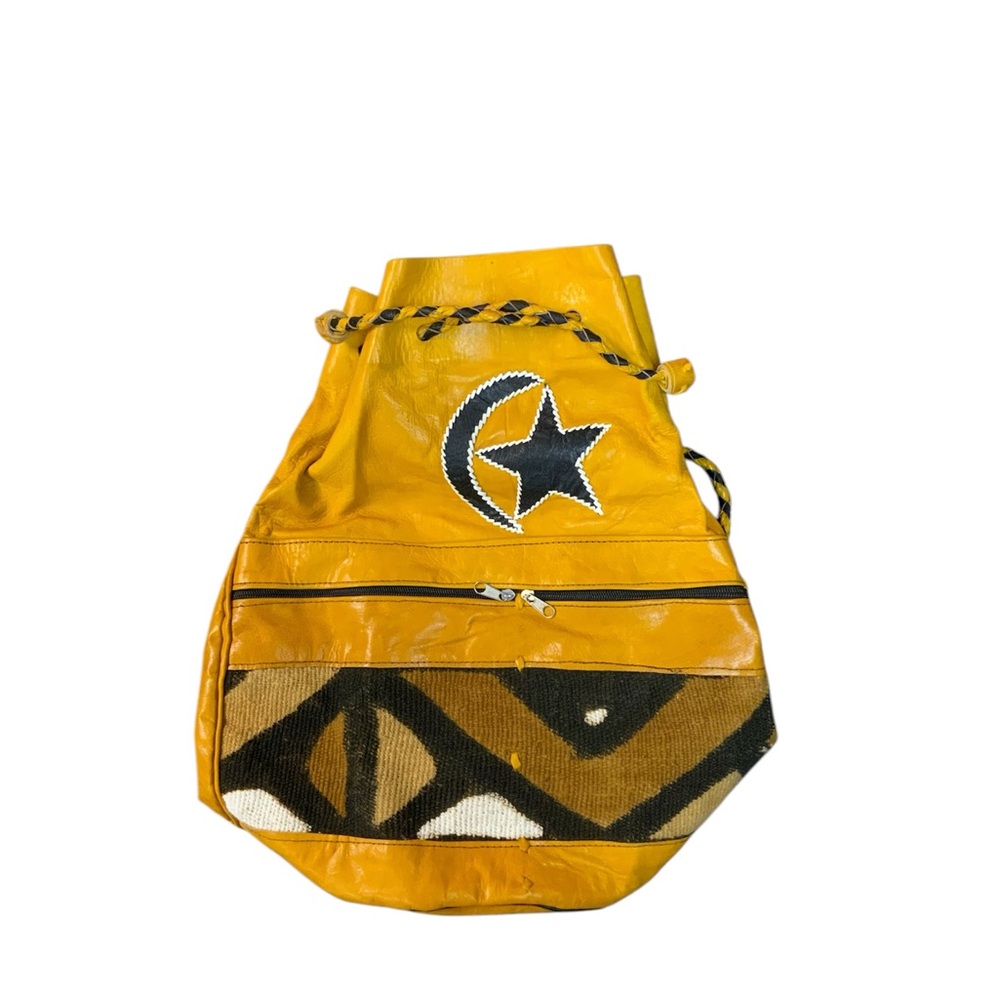 Calfskin Yellow Star-Embroidered Backpack